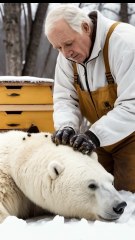 🐻‍❄️💛 "Elderly Hero Saves Polar Bear from Painful Beehives! 🐝❄️"