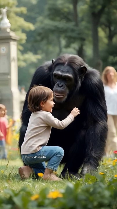 Chimpanzee Playing With Small Kid - FunkyPets4u