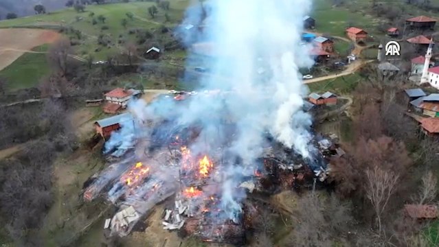 Yangında 3 ev, 6 ahır ve 9 samanlık zarar gördü