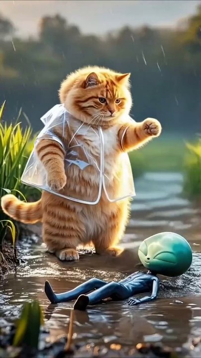 Cat😺 and Alien👽 Story... By AI CATS STORY.