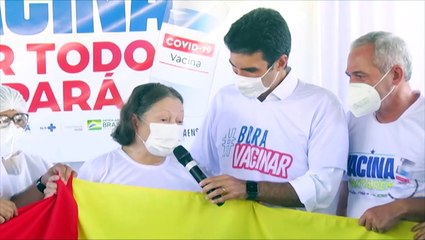 b'Idosa de 70 anos  a primeira a ser vacinada em Santarm'