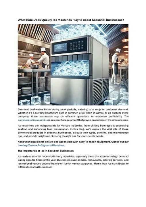 What Role Does Quality Ice Machines Play to Boost Seasonal Businesses