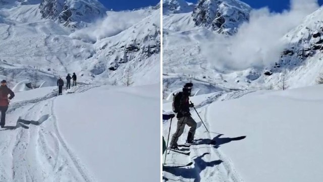 Trentino, le immagini della valanga sul ghiacciaio Presena