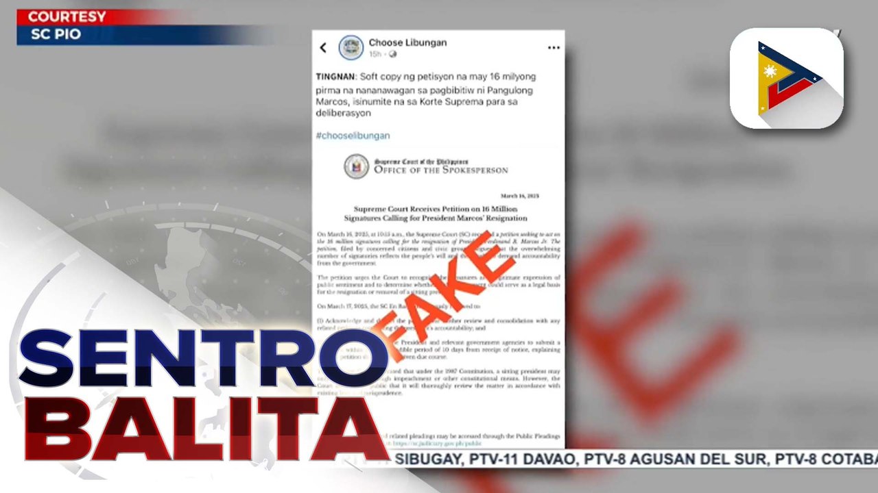 SC, aaksyunan ang disinformation mula sa ilang social media accounts kaugnay ng pag-aresto kay dating Pres. Duterte