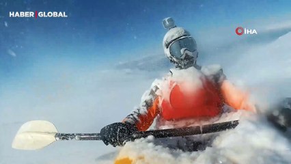 3258 metrelik Ergan Dağı zirvesinden kano ile indiği anlar nefes kesti