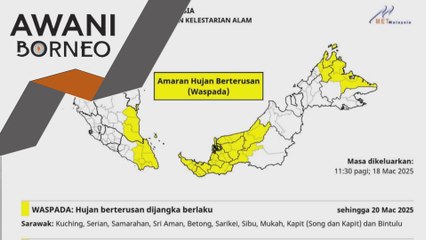 Amaran hujan berterusan di Sarawak, Pahang, Johor dan Sabah