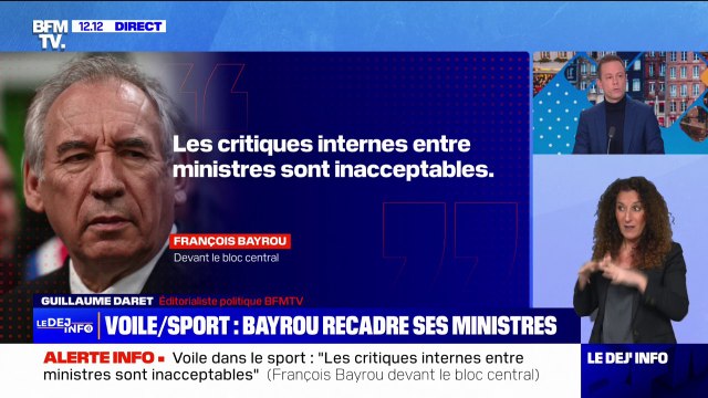 Les critiques internes sont inacceptables : François Bayrou recadre et convoque Élisabeth Borne, Gérald Darmanin et Bruno Retailleau sur le port du voile dans le sport