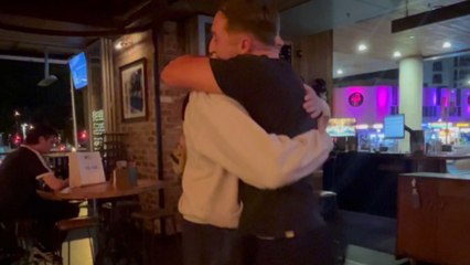 Boy keeps visa approval secret and surprises friends with his arrival