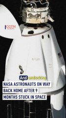 NASA astronauts on way home after 9 months