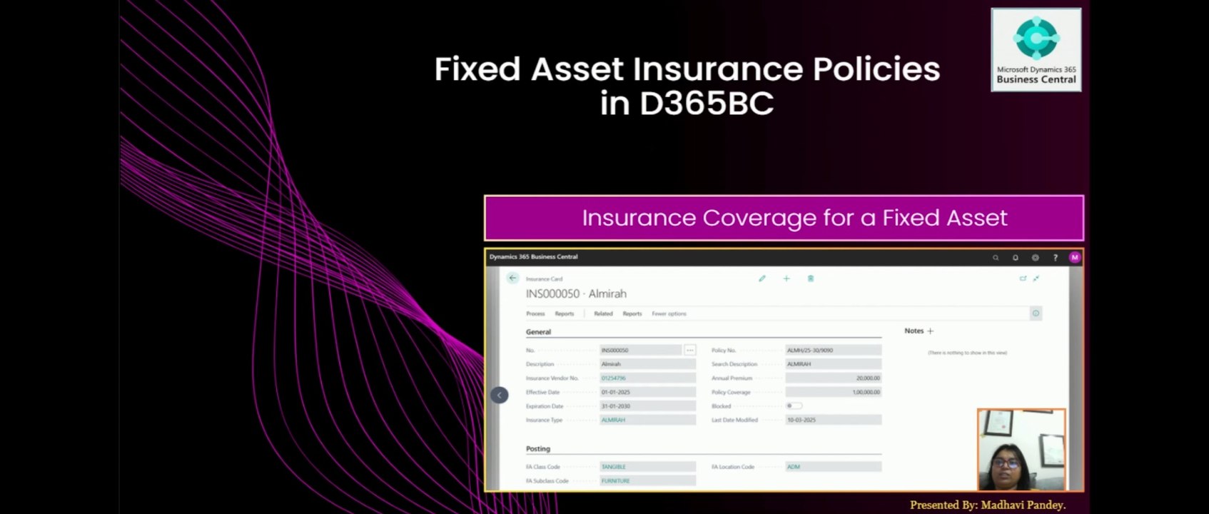 Fixed Asset Insurance Coverage Ledger Entries and Reports in Business Central #fa #insurance #d365bc