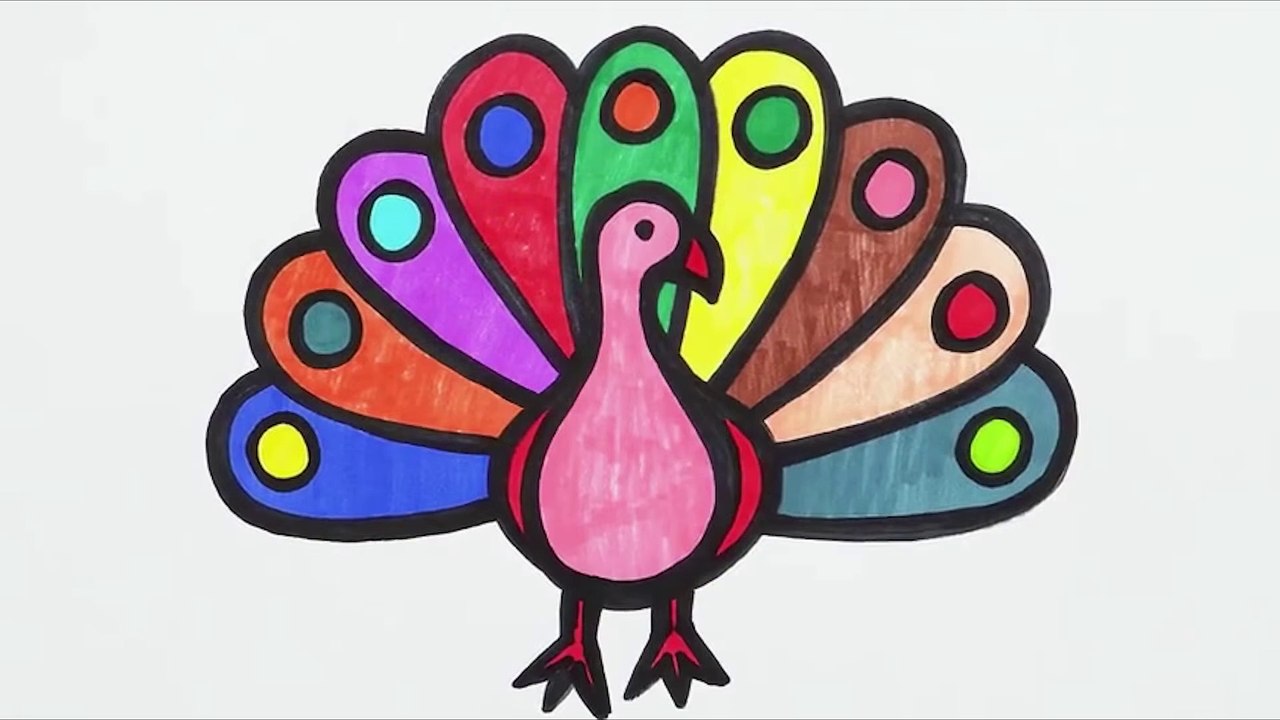 🦚 Colorful Peacock Drawing & Coloring for Kids 🎨✨