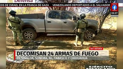 Decomisan 24 armas de fuego en cinco estados de México