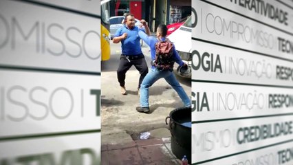 b'Motorista de b4nibus briga com motoqueiro'