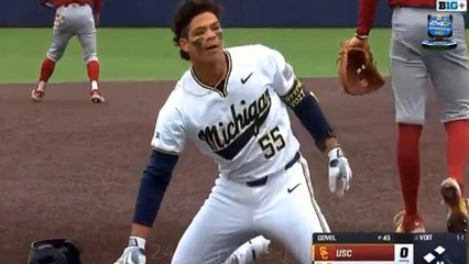 Bizarre Moment: Michigan baseball player goes viral for wild 'cocaine' celebration during win over USC