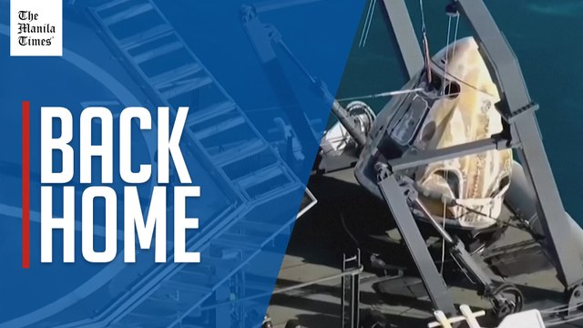 Astronauts Butch and Suni exit SpaceX capsule at recovery vessel