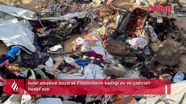 İsrail ateşkesi bozarak Filistinlilerin kadlığı ev ve çadırları hedef aldı