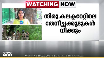 തിരുവനന്തപുരം കലക്ടറേറ്റിലെ തേനീച്ച കൂടുകൾ ഇന്ന് തന്നെ നീക്കും
