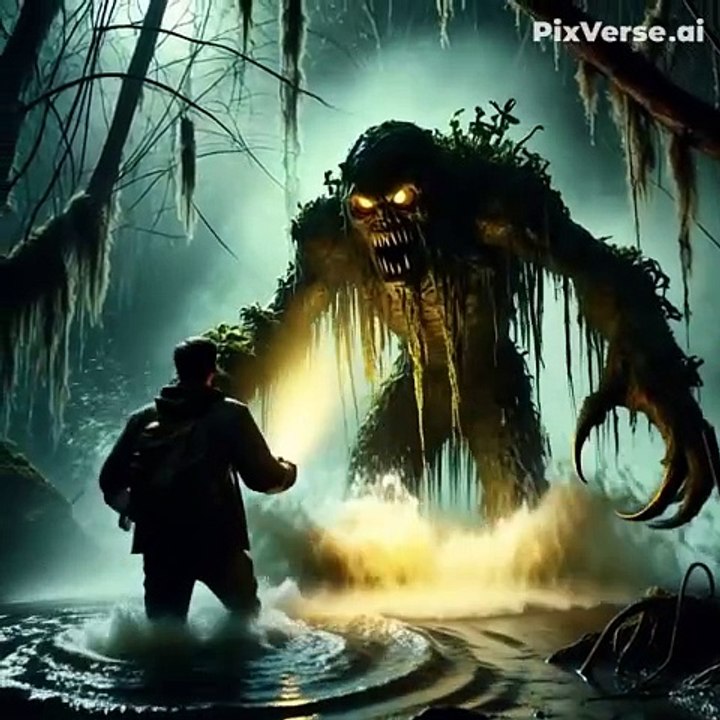 "Terrifying Swamp Monster Encounter! 👀🔥 | AI-Generated Horror Scene"