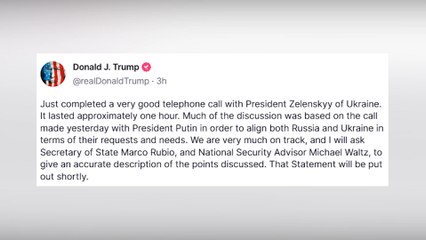 Trump dice que las conversaciones sobre Ucrania "van por buen camino" tras hablar con Zelenski