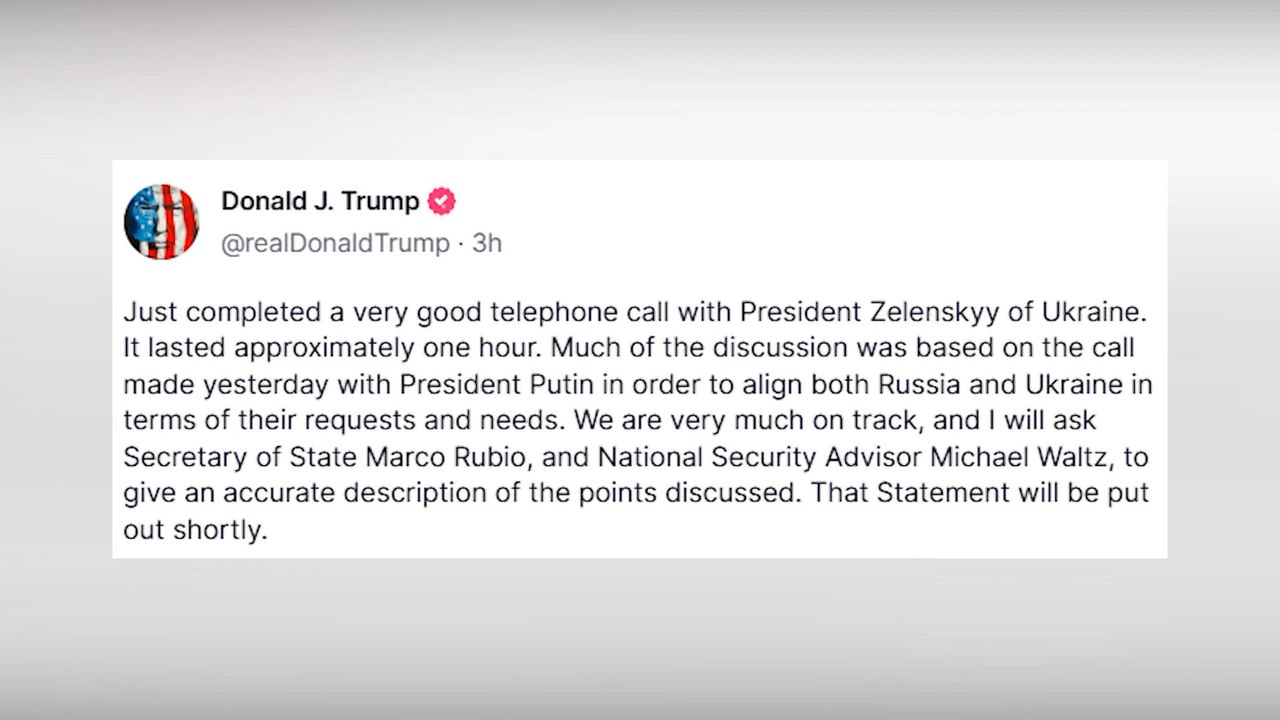 Trump dice que las conversaciones sobre Ucrania "van por buen camino" tras hablar con Zelenski