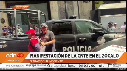 Hubo empujones entre policías e integrantes de la CNTE durante su protesta en el Zócalo de la CDMX