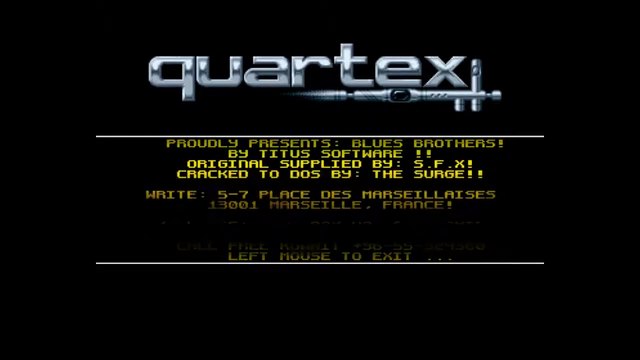 Amiga Cracktro The Blues Brothers by Quartex (1991)