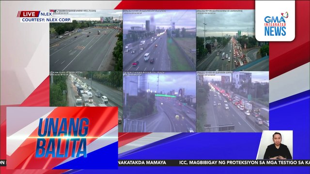 Traffic sa ilang bahagi ng NLEX, matindi pa rin; tulay na nasalpok ng 2 truck, patuloy na inaayos | Unang Balita