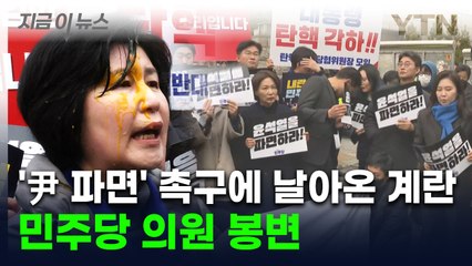 헌재 앞 민주당 의원들 향해 '계란' 투척...얼굴 맞고 봉변 [지금이뉴스] / YTN