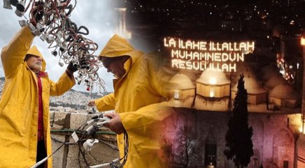 70 metre yükseklikte 'mahya' mesaisi