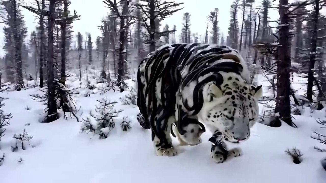 Brave snow leopard:snakes attack on snow leopard