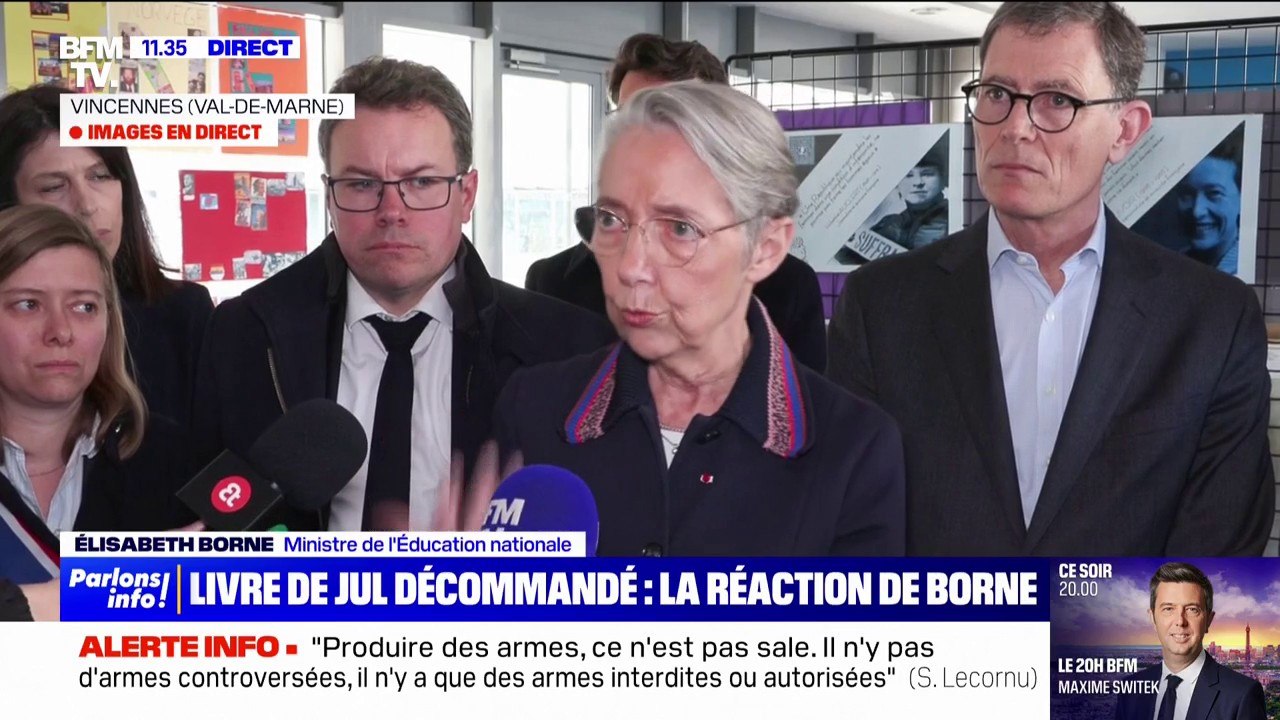 Livre de Jul décommandé: “Sans accompagnement pédagogique, le contenu ne correspondait pas à nos attentes”, indique la ministre de l'Éducation nationale Elisabeth Borne