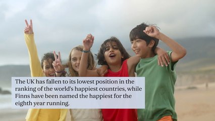 UK slips down league table of happiest nations as Finland tops list for eighth successive year