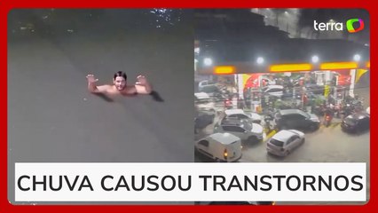 Rio de Janeiro registra alagamentos após temporal; vídeo mostra homem com água na altura do pescoço