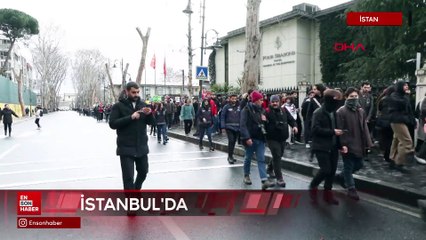 Beşiktaş'ta izinsiz yürüyüşe polis müdahale etti