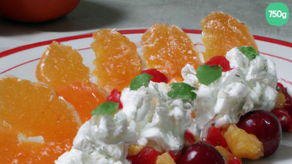 Chantilly au kirsch, flûtes sucrée et salade d'oranges