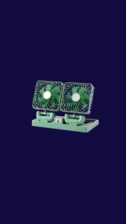 Double Head Solar Portable Desktop Air Conditioning Fan | Double Head Solar Fan – Rechargeable Fan Strong Cold Air Fast Cooling Usb Fan For Indoor/outdoor (random Color)