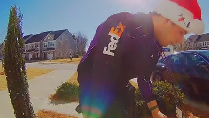 Delivery Guy Trips and Falls Backward