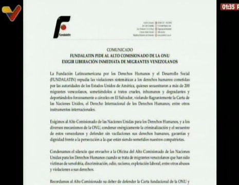 Fundalatin exige liberación inmediata de migrantes venezolanos secuestrados en El Salvador