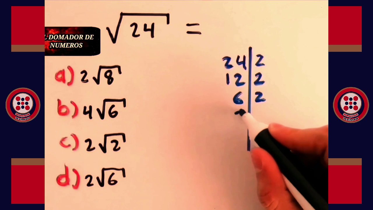 🔴 COMO SIMPLIFICAR la raiz quadrada de vinte e quatro 24!  🔵 Passo a passo!