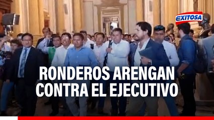 Congreso: Ronderos de Pataz arengan contra el Ejecutivo cerca al ministro Santiváñez