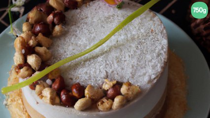 Entremets gênoise et noix de coco