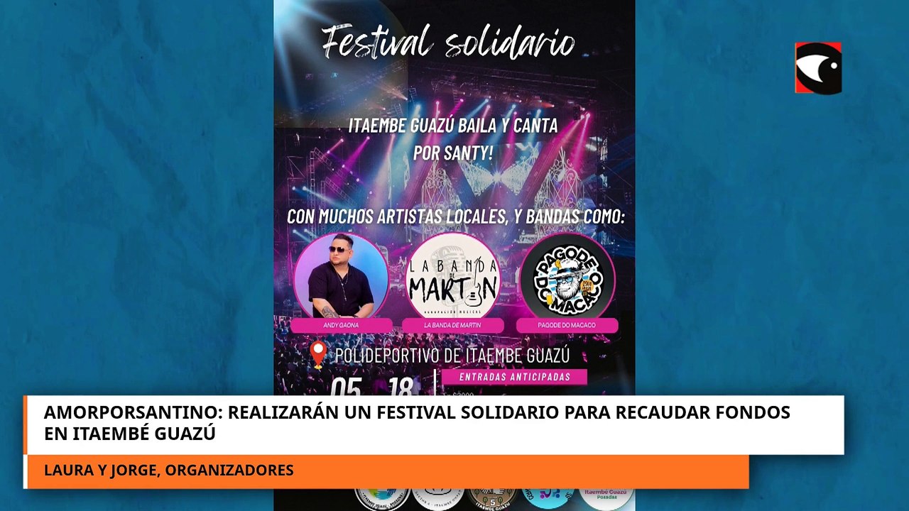 AMORPORSANTINO  realizarán un festival solidario para recaudar fondos en Itaembé Guazú