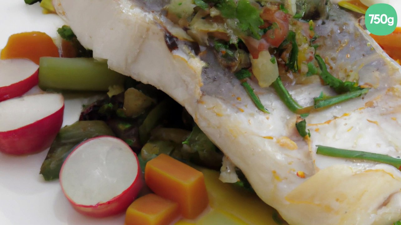 Filet de dorade à la vapeur de citronnelle, petits légumes vapeur et sauce gingembre