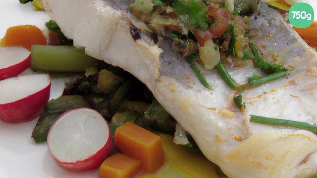 Filet de dorade à la vapeur de citronnelle, petits légumes vapeur et sauce gingembre