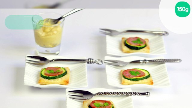 Petites tartelettes à la moutarde, courgettes et mortadelle