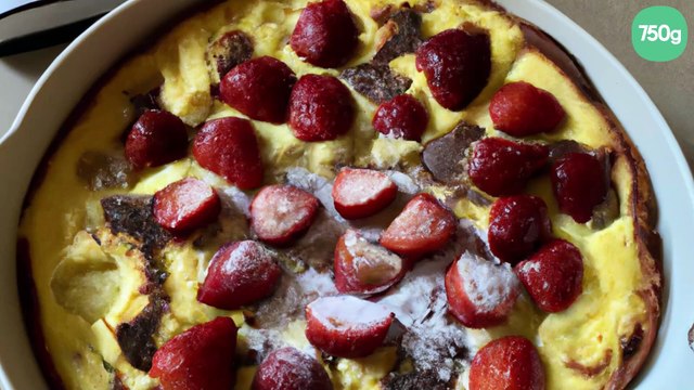 Clafoutis aux fraises et chocolat blanc