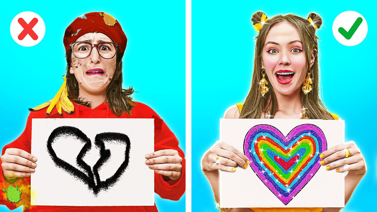 Riche vs Pauvre Défi d'art ! Astuces de dessin & Peinture pour tous les budgets ! 123 GO! Challenge