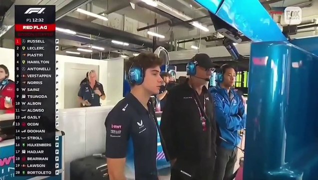 Franco Colapinto y Flavio Briatore por la bandera roja de Doohan