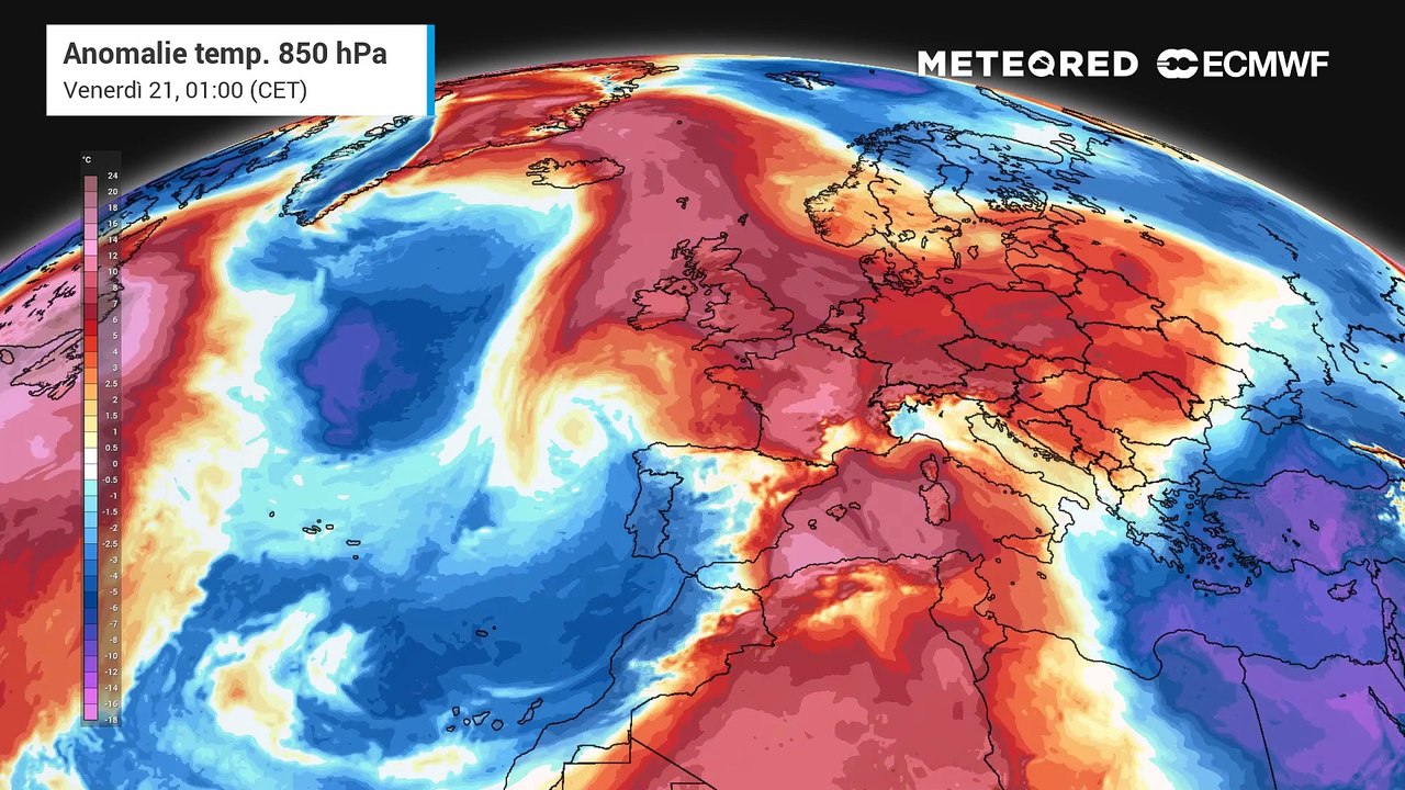 Anomalie di temperatura in Italia e in Europa nei prossimi giorni