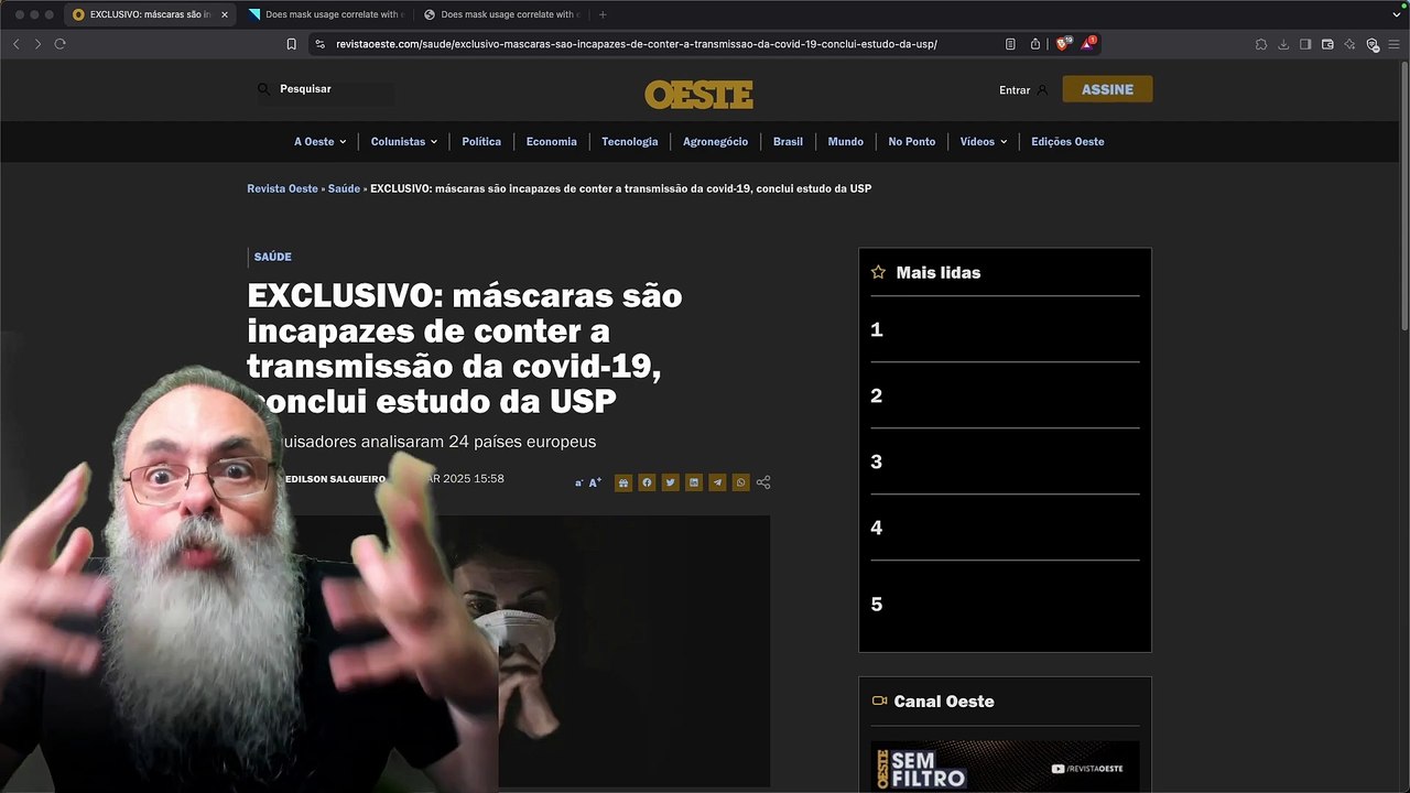 PESQUISA da USP mostra que MÁSCARAS foram INÚTEIS na COVID e podem ATÉ TEREM SIDO PREJUDICIAIS